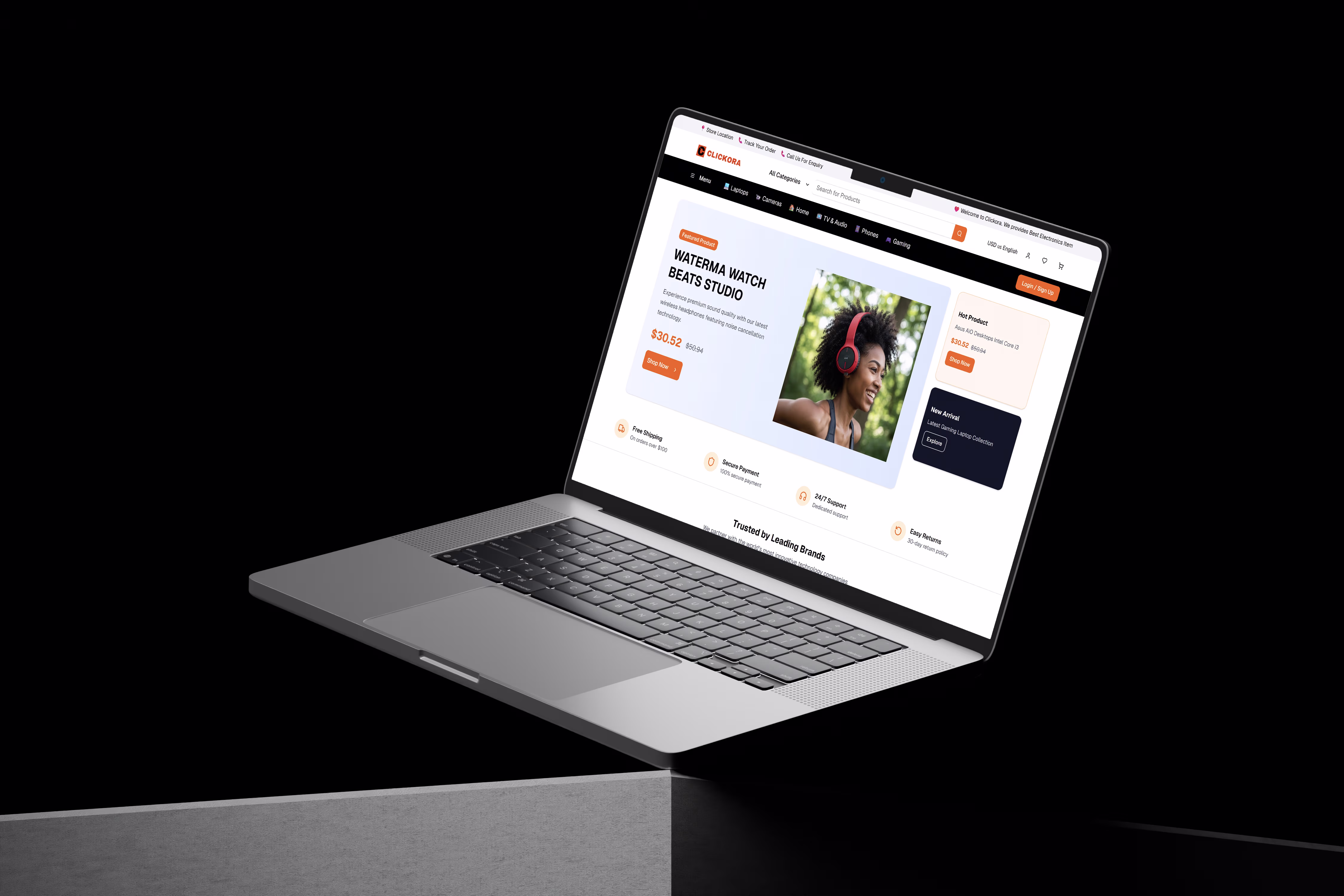 clickora dashboard mockup