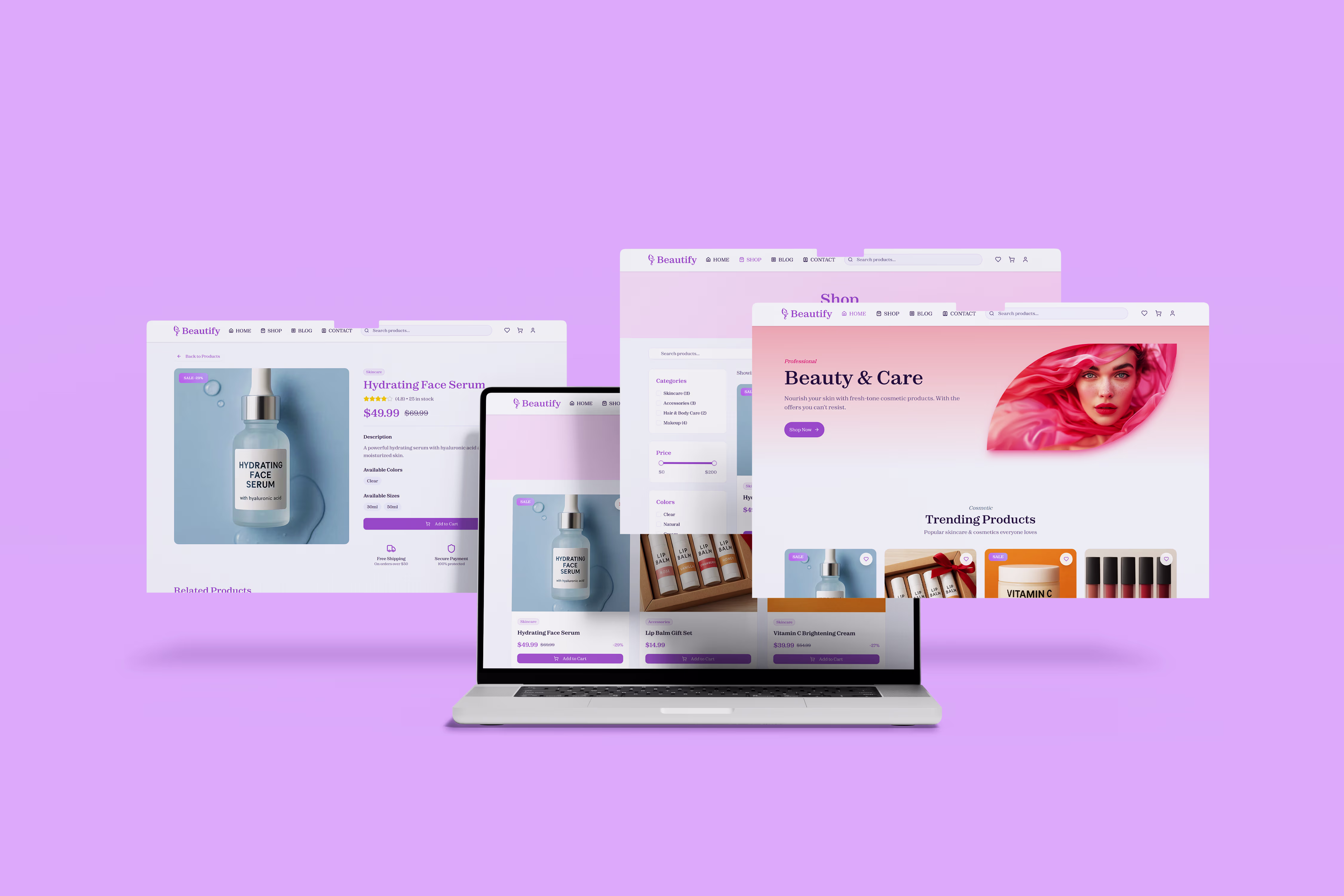 Beautify dashboard mockup