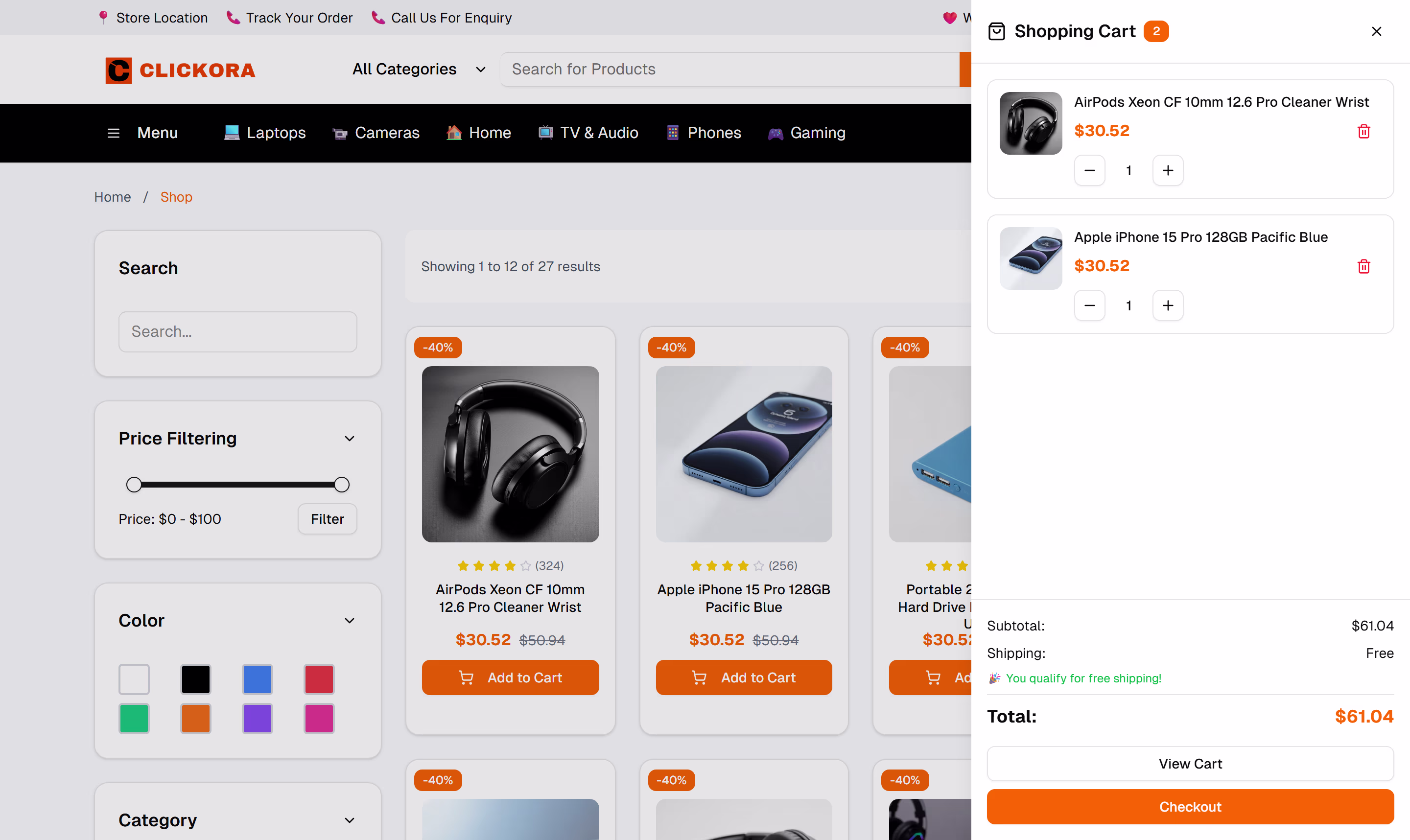 clickora large screen preview